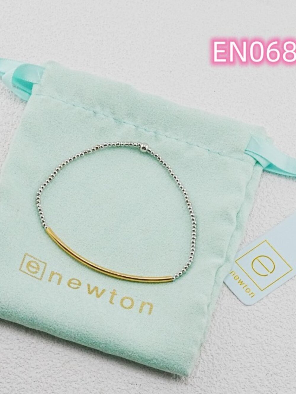 Enewton Gold Curved Tube & Platinum Bead Bracelet